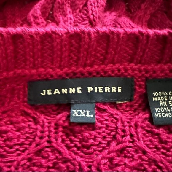 Jeanne Pierre Sweater Red Knitted Cotton Round Neck Long Sleeve size XXL - Picture 5 of 6